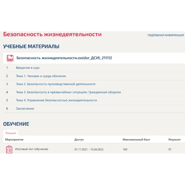 Безопасность жизнедеятельности Синергия. Итоговый тест
