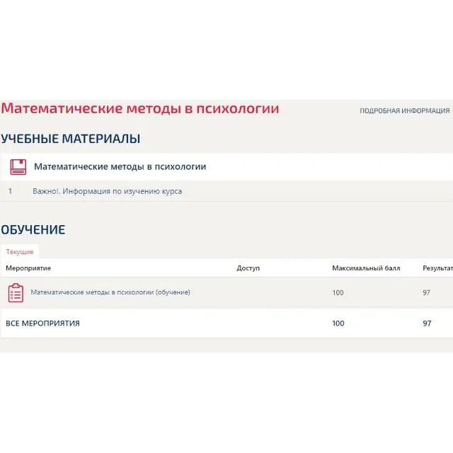 Математические методы в психологии Тест Синергия ответы
