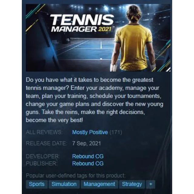 Tennis Manager 2021 (Steam Key GLOBAL)