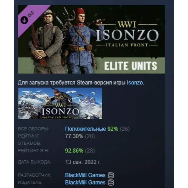 Isonzo - Elite Units Pack Элита DLC АВТОДОСТАВКА STEAM РОССИЯ