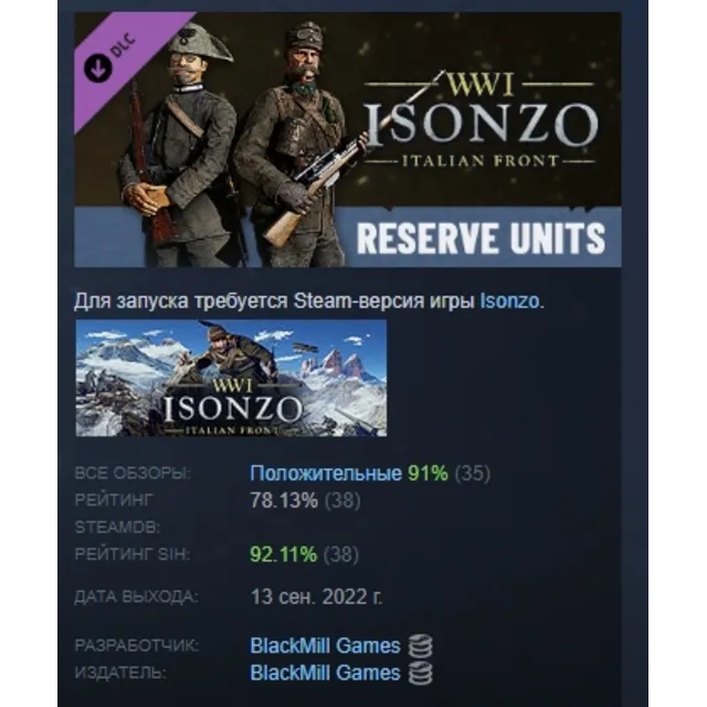 Isonzo - Reserve Units Pack Резервисты АВТОДОСТАВКА STEAM РОССИЯ