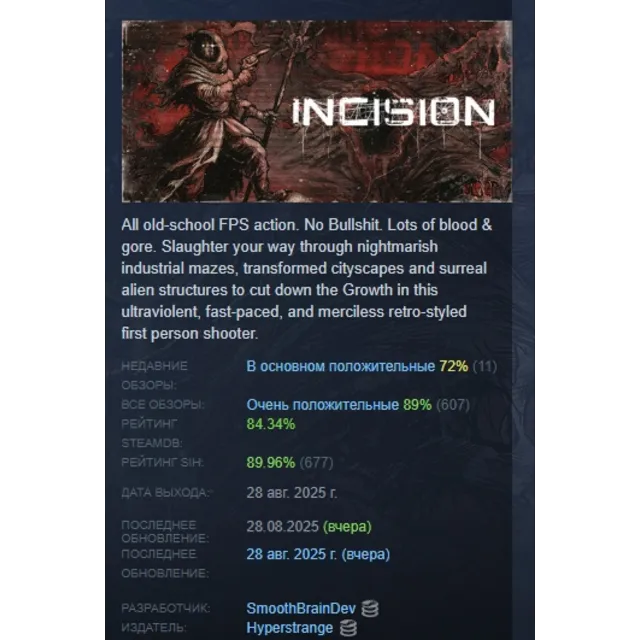 INCISION АВТОДОСТАВКА STEAM GLOBAL МГНОВЕННО ЛИЦЕНЗИЯ
