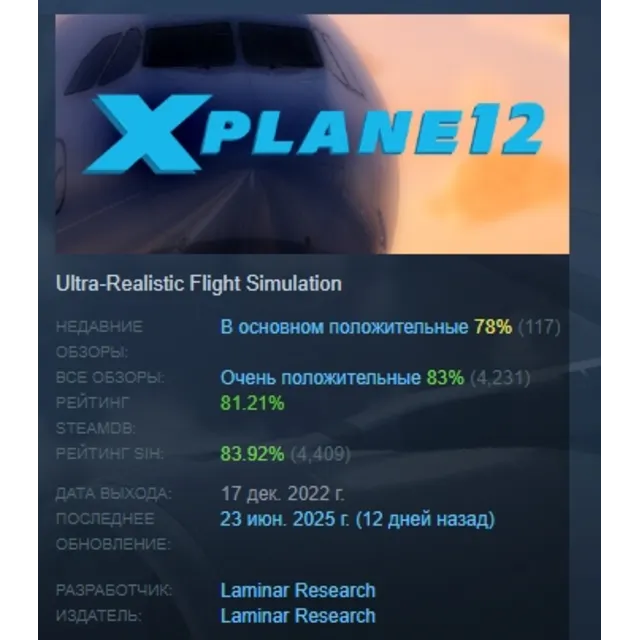 X-Plane 12 АВТОДОСТАВКА STEAM GLOBAL МГНОВЕННО ЛИЦЕНЗИЯ