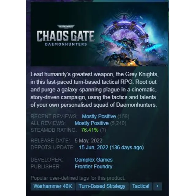 Warhammer 40,000: Chaos Gate - Daemonhunters GLOBAL KEY