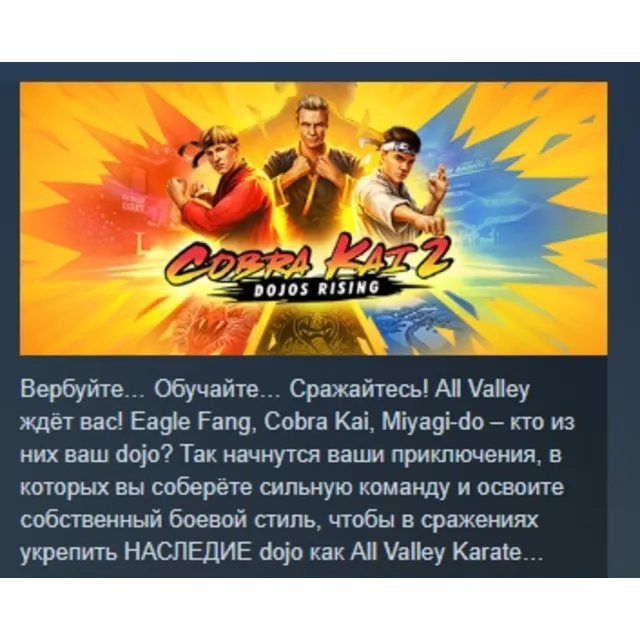Cobra Kai 2: Dojos Rising АВТОДОСТАВКА STEAM GLOBAL МГНОВЕННО ЛИЦЕНЗИЯ