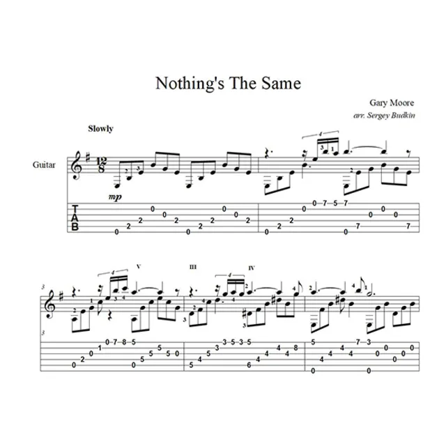 Nothing's The Same (Гэри Мур) для гитары