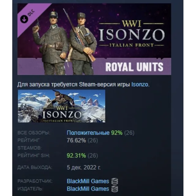 Isonzo - Royal Units Pack DLC АВТОДОСТАВКА STEAM РОССИЯ