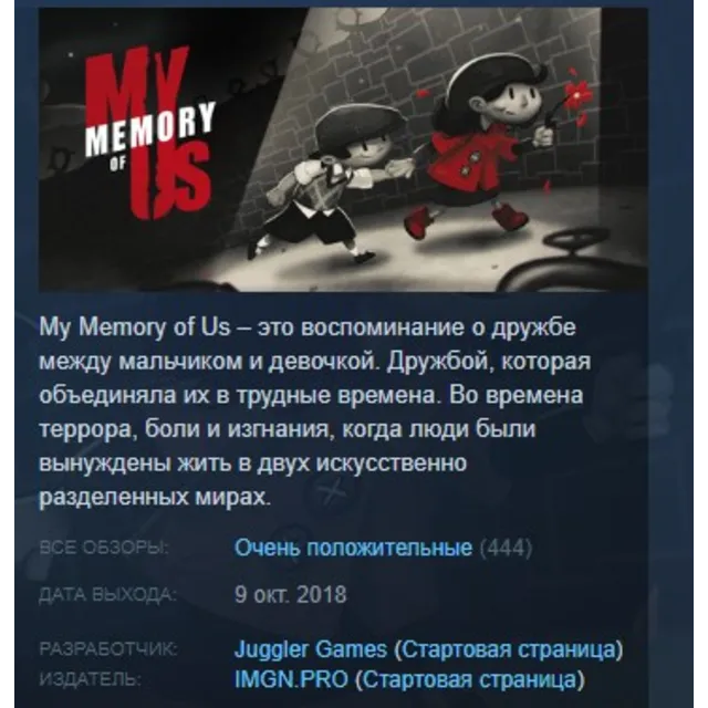 My Memory of Us STEAM KEY REGION GLOBAL+РОССИЯ