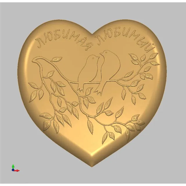Валентинка «Две птички на сердце» (Модель 3636) STL