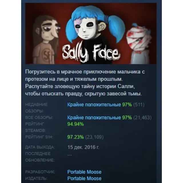 Sally Face - Episode One Strange Neighbors АВТОДОСТАВКА STEAM GLOBAL МГНОВЕННО ЛИЦЕНЗ