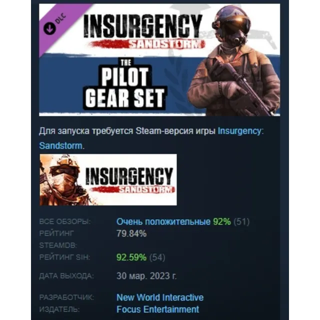 Insurgency: Sandstorm - Pilot Gear Set DLC DLC AUTODELIVERY STEAM РОССИЯ