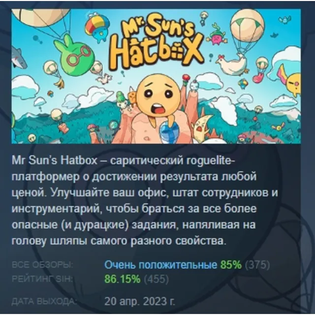 Mr. Sun's Hatbox АВТОДОСТАВКА STEAM GLOBAL МГНОВЕННО ЛИЦЕНЗИЯ