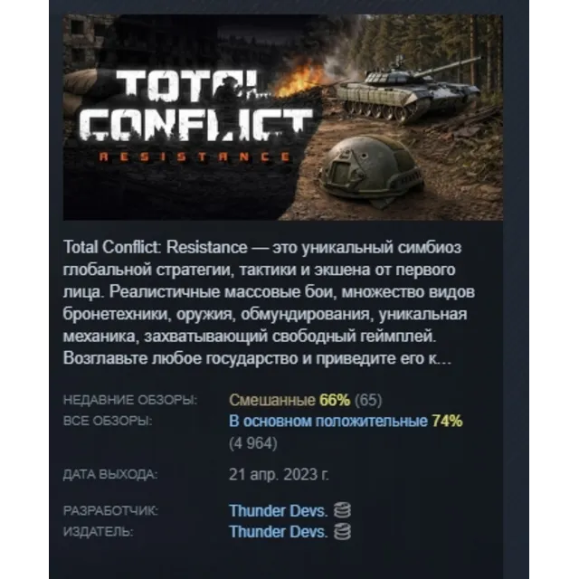 Total Conflict: Resistance АВТОДОСТАВКА STEAM GLOBAL МГНОВЕННО ЛИЦЕНЗИЯ