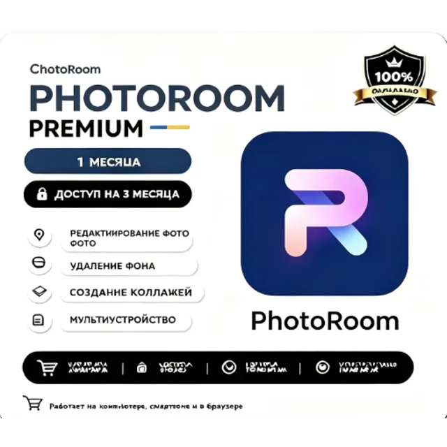 PhotoRoom Pro 1 месяц доступа к удалению фотокомнаты