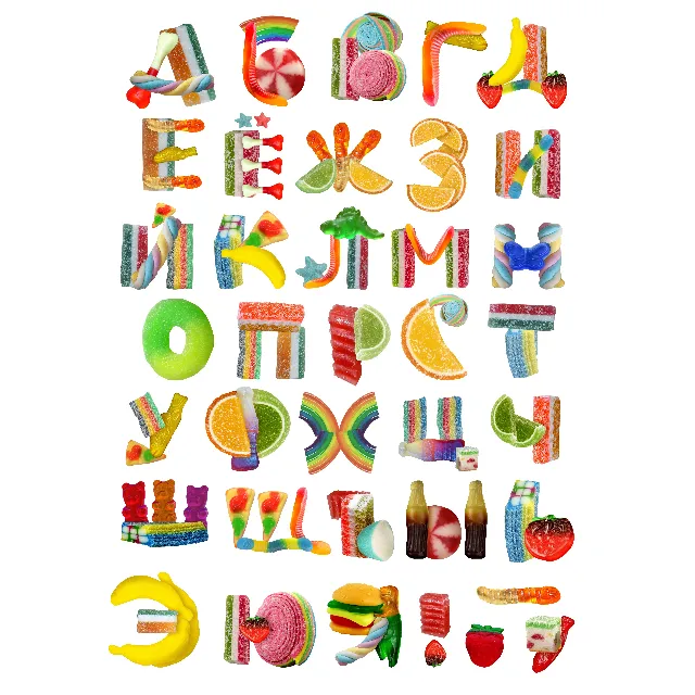 Декоративные буквы из мармеладных конфет