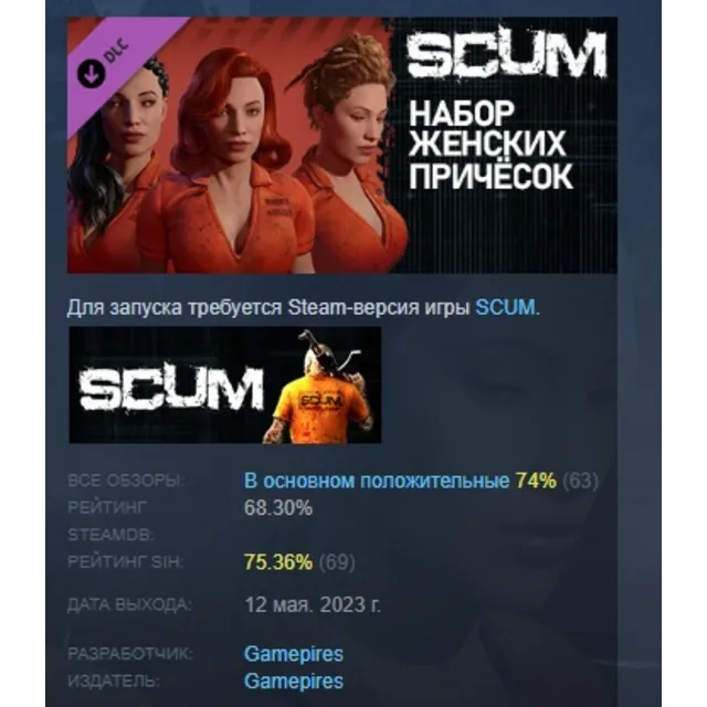 SCUM Female Hair Pack   DLC STEAM GIFT РОССИЯ