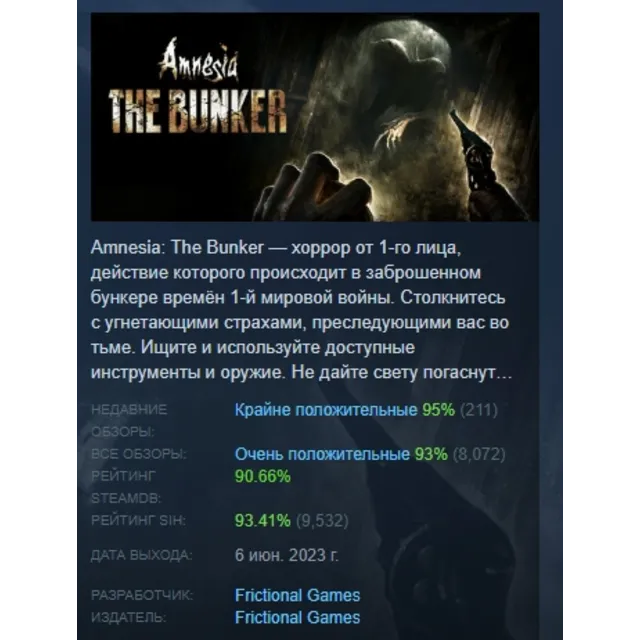 Amnesia: The Bunker АВТОДОСТАВКА STEAM GLOBAL МГНОВЕННО ЛИЦЕНЗИЯ