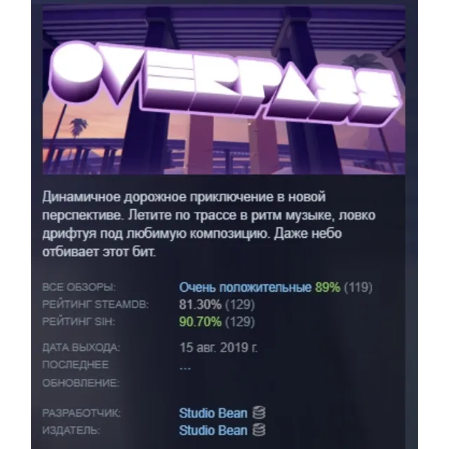 Overpass АВТОДОСТАВКА STEAM GLOBAL МГНОВЕННО ЛИЦЕНЗИЯ