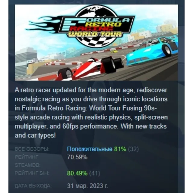 Formula Retro Racing - World Tour АВТОДОСТАВКА STEAM GLOBAL МГНОВЕННО ЛИЦЕНЗИЯ