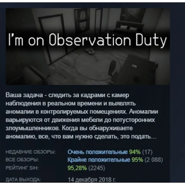 I'm on Observation Duty АВТОДОСТАВКА STEAM GLOBAL МГНОВЕННО ЛИЦЕНЗИЯ