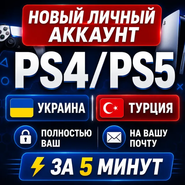 ⚡️Личный украинский / турецкий аккаунт PS - готов за 5 минут!