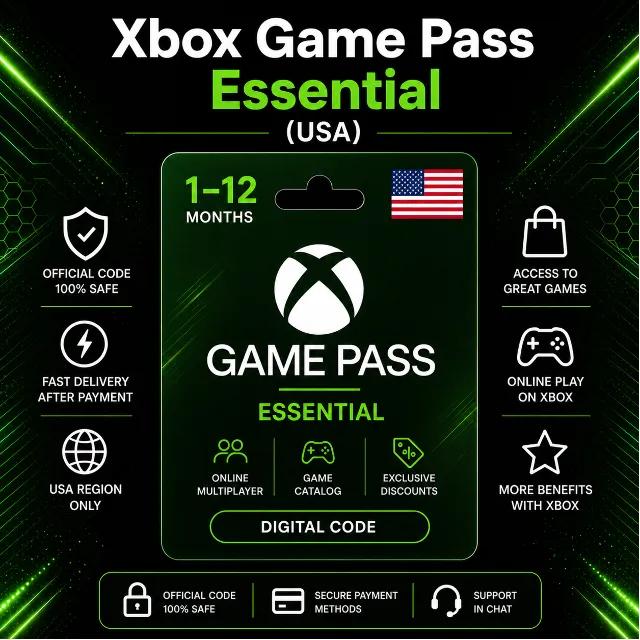 Xbox Game Pass Essential (США) 1–12 месяцев | Код активации Xbox
