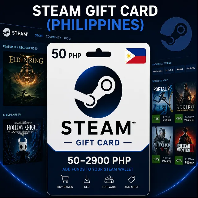 Steam Gift Card (Филиппины) 50–2900 PHP | Код пополнения Steam