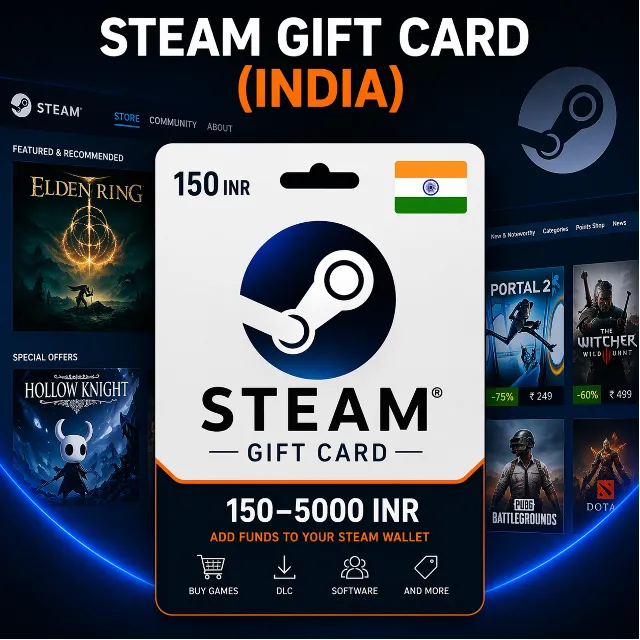 Steam Gift Card (Индия) 130–5000 INR | Код пополнения Steam