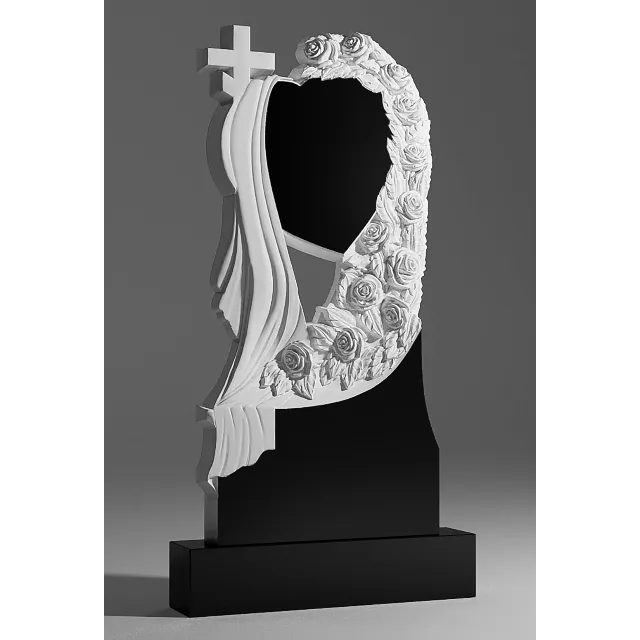 3D модель памятника для ЧПУ фрезеровки - Сердце и розы