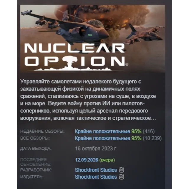 Nuclear Option АВТОДОСТАВКА STEAM GLOBAL МГНОВЕННО ЛИЦЕНЗИЯ