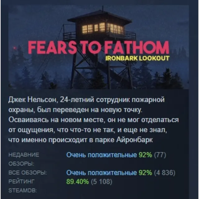Fears to Fathom - Ironbark Lookout АВТОДОСТАВКА STEAM GLOBAL МГНОВЕННО ЛИЦЕНЗИЯ