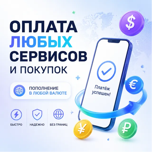 ОПЛАТА ЛЮБЫХ СЕРВИСОВ И УСЛУГ | ПОКУПКИ ПО ВСЕМУ МИРУ В ЛЮБОЙ ВАЛЮТЕ | USD/EUR/Stripe