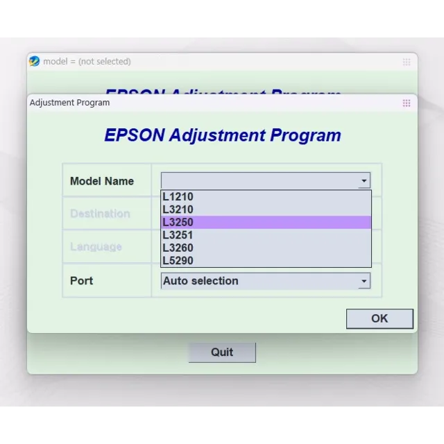 Сброс EPSON AdjProg L1210 L3210 L3250 L3251 L3260 L5290