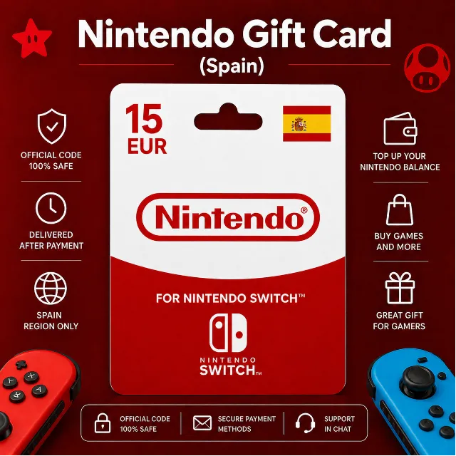 Nintendo Gift Card (Испания) 15–100 EUR | Код пополнения Nintendo