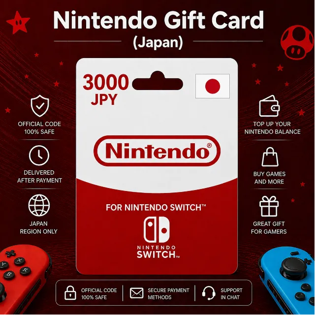 Nintendo Gift Card (Япония) 1500–9000 JPY | Код пополнения Nintendo