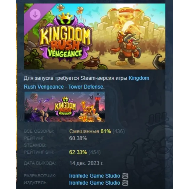 Kingdom Rush Vengeance - Hammerhold Campaign DLC AUTODELIVERY STEAM РОССИЯ