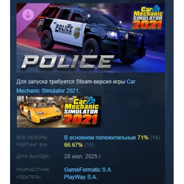 Car Mechanic Simulator 2021 - Police DLC АВТОДОСТАВКА STEAM РОССИЯ