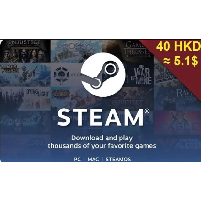 ✅ STEAM WALLET GIFT CARD 40 HKD $ Гонконг 🎁