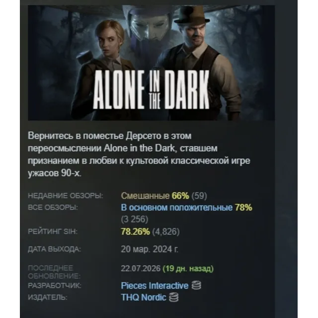 Alone in the Dark 2024 АВТОДОСТАВКА STEAM GLOBAL МГНОВЕННО ЛИЦЕНЗИЯ