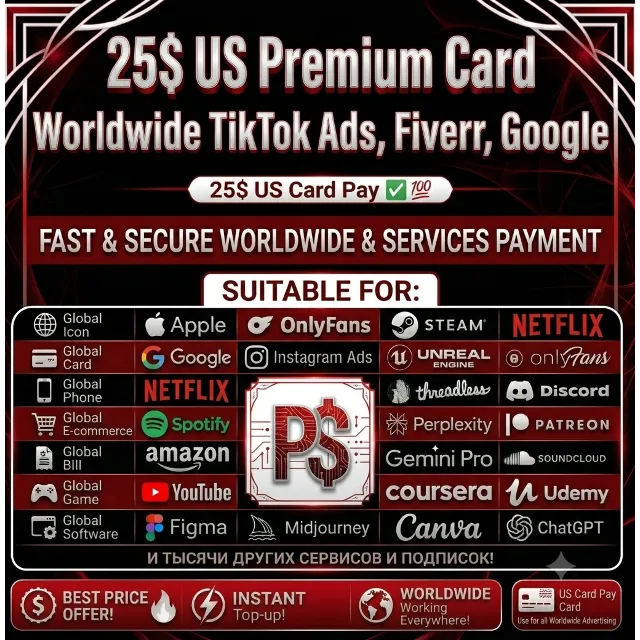 25$ US Premuim Card Worldwide Tiktok Ads fiverr google
