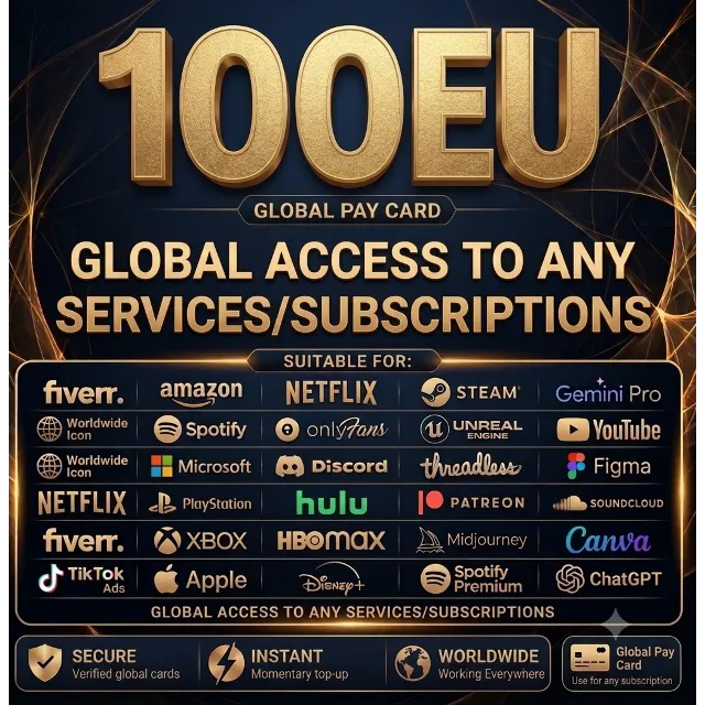 100$ Card Global👌PAY IN ANY Services✅any Subscriptions