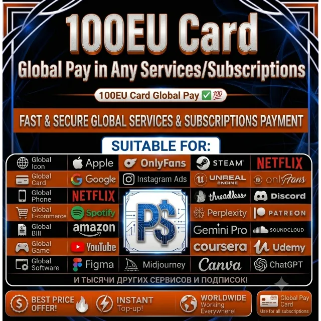 100EU Card Global🌎Pay in Any Services/Subscriptions✅⭐