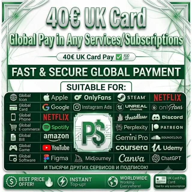 40€✅UK Card 💯FOR GOOGLE/STEAM/APPLE 🌎 BEST PRICE 🔥🔥