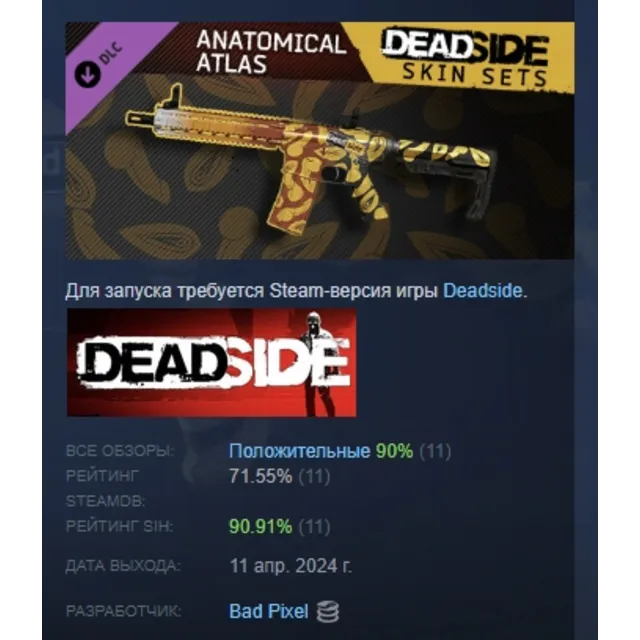 Deadside "Anatomical Atlas" Skin set DLC АВТОДОСТАВКА STEAM РОССИЯ