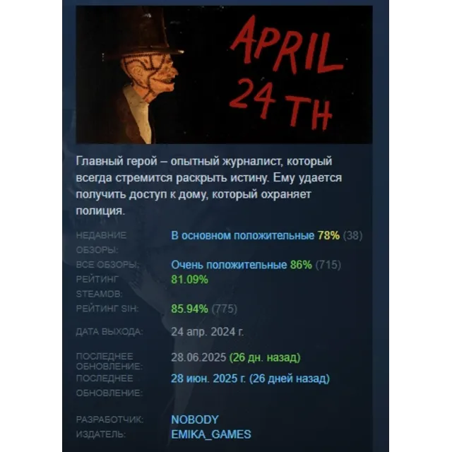 April 24th АВТОДОСТАВКА STEAM GLOBAL МГНОВЕННО ЛИЦЕНЗИЯ