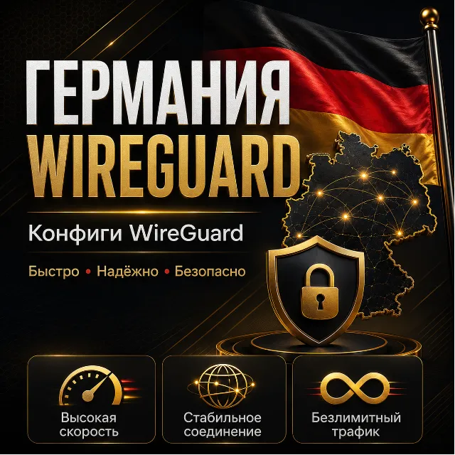 Личный VPN 🇩🇪 Германия 🔥 БЕЗЛИМИТ WIREGUARD ВПН 💎