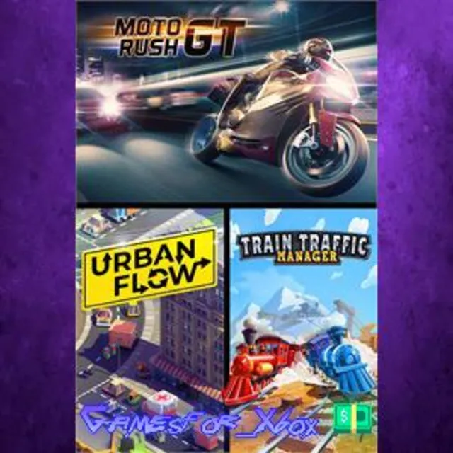 ☀️Moto Rush GT + Urban Flow + Train Traffic Manager XBOX