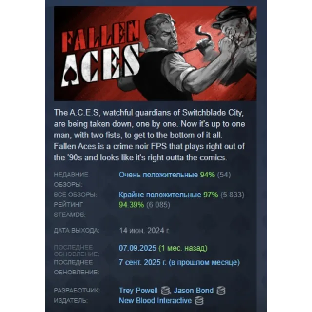 Fallen Aces АВТОДОСТАВКА STEAM GLOBAL МГНОВЕННО ЛИЦЕНЗИЯ