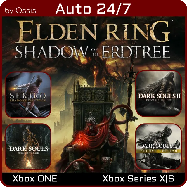 24/7 XBOX ELDEN RING Shadow of the Erdtree, Sekiro, DARK SOULS REMASTERED, 2, 3