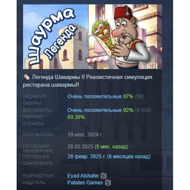 Легенда Шавармы - Shawarma Legend АВТО АВТОДОСТАВКА STEAM GLOBAL МГНОВЕННО ЛИЦЕНЗИЯ